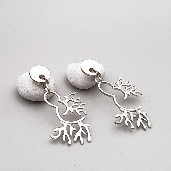 Sterling Silver Long Disc and “Coral” Earrings