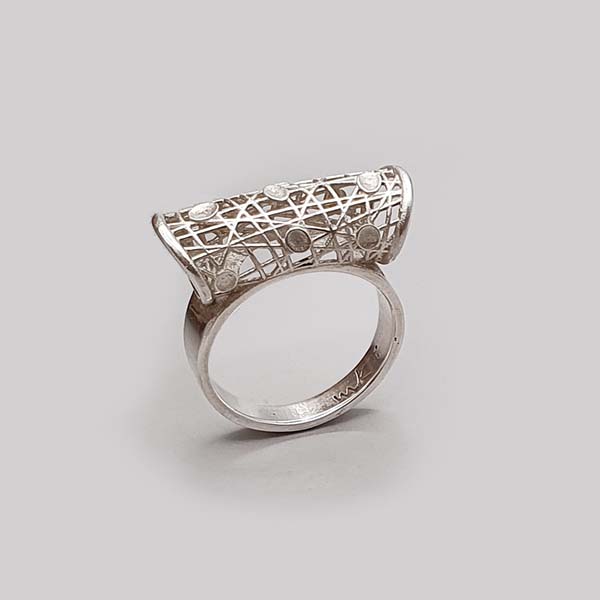 Sterling Silver Tube Ring, Random Lines Collection
