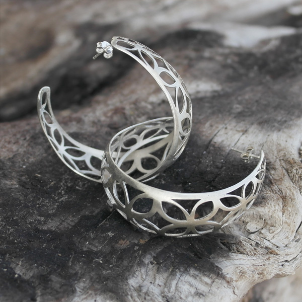 Wide Synclastic Hoops Earrings in Sterling Sterling