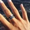 Wide concave sterling silver comfort fit spinner ring with cz gem_1