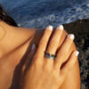 Wide concave sterling silver comfort fit spinner ring with cz gem_2