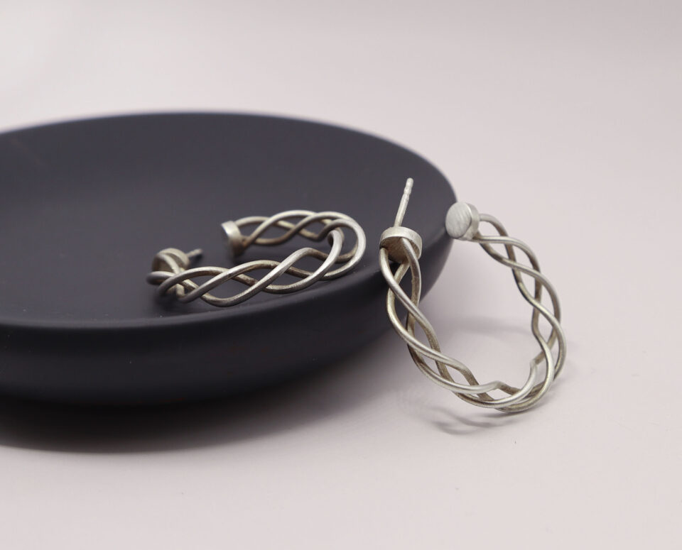 Triple Braided Cables Round Hoop Earrings