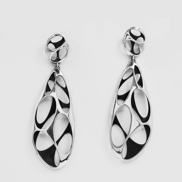 Sterling silver hollow form pebbles earrings