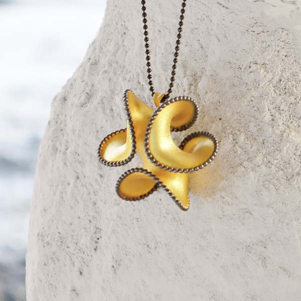 Waves in Bloom Pendant – Sterling Silver 925 - Gold Plated